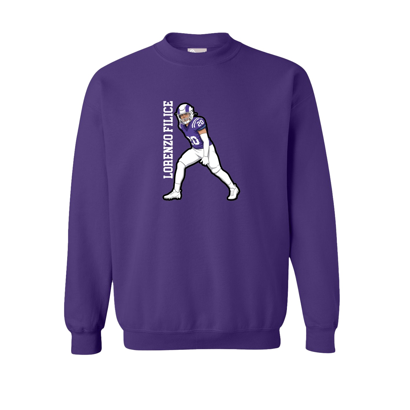 Fleece Crew — Name Vertical in Purple
