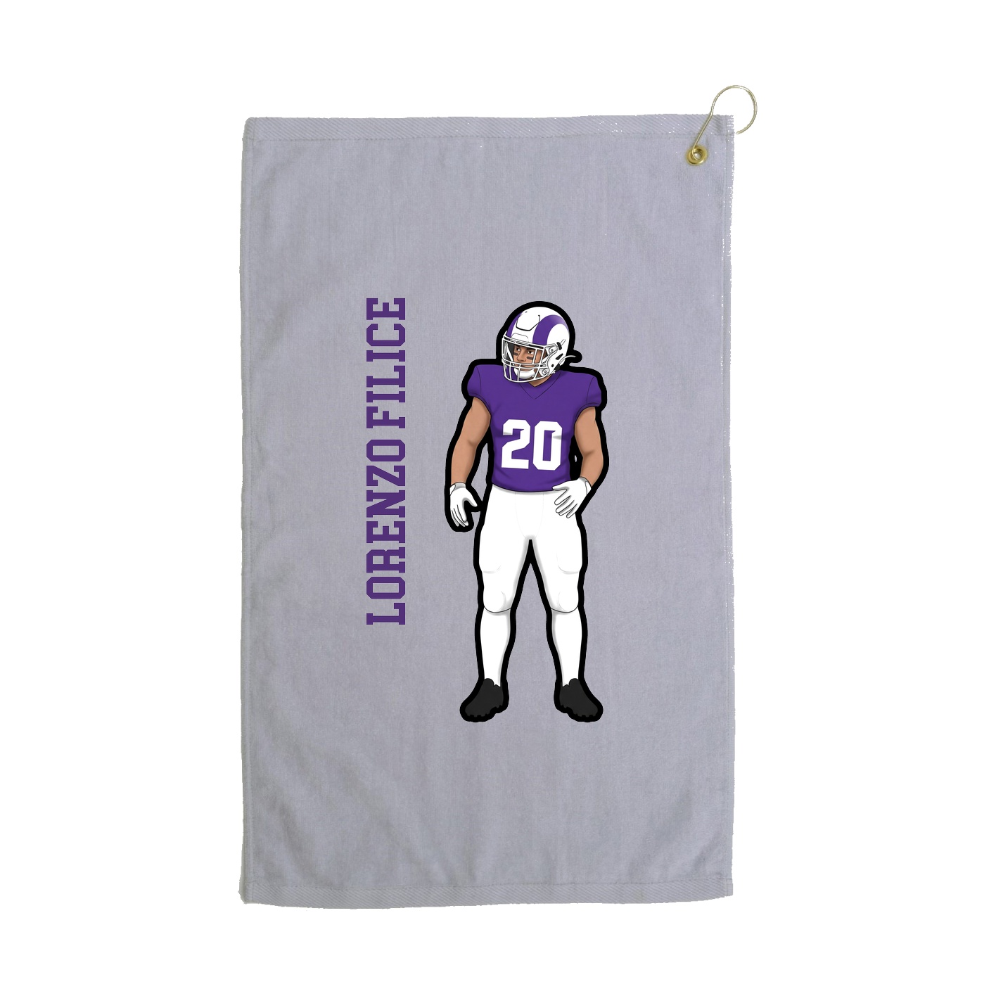 Golf Towel — Name Vertical in Grey