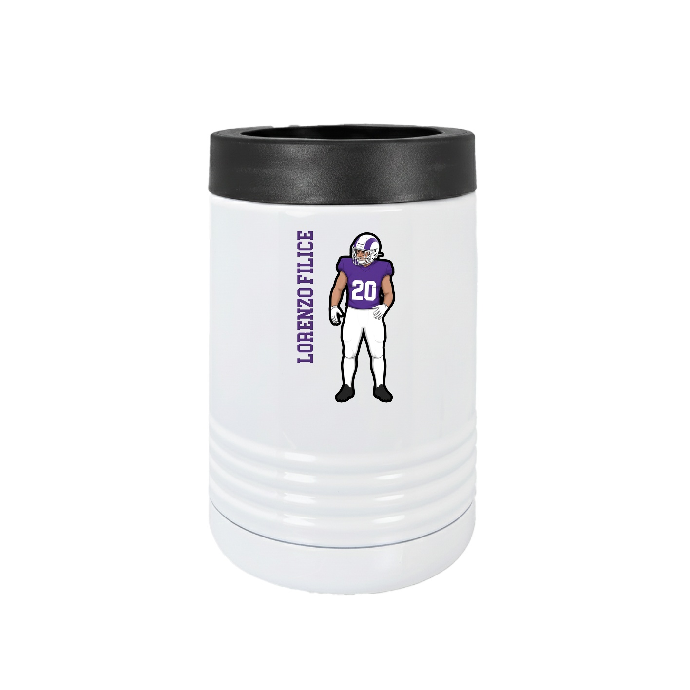 Beverage Holder — Name Vertical in White