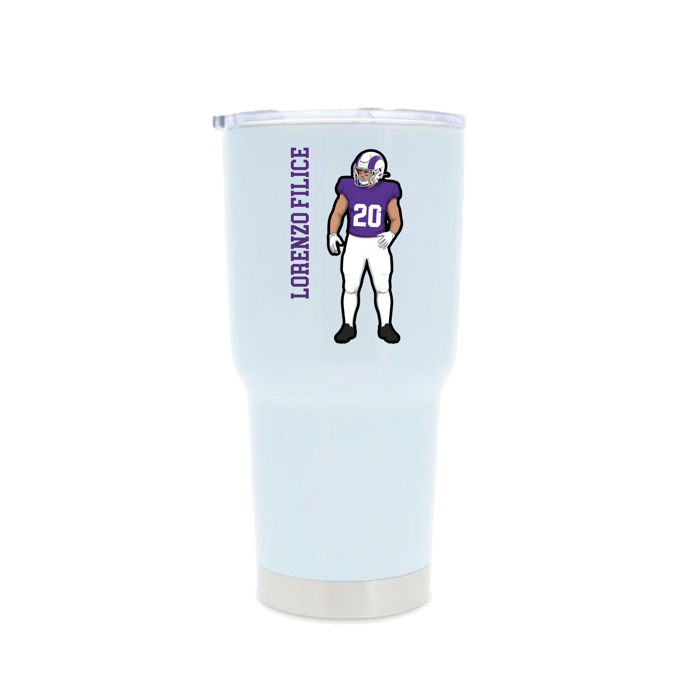 30oz Stainless Steel Tumbler — Name Vertical in White