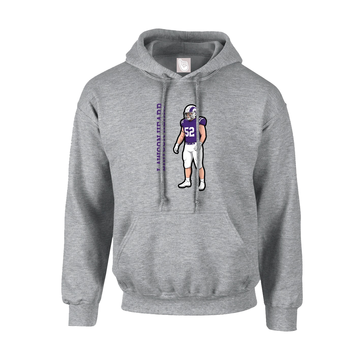 Youth Hoodie — Name Vertical in Grey