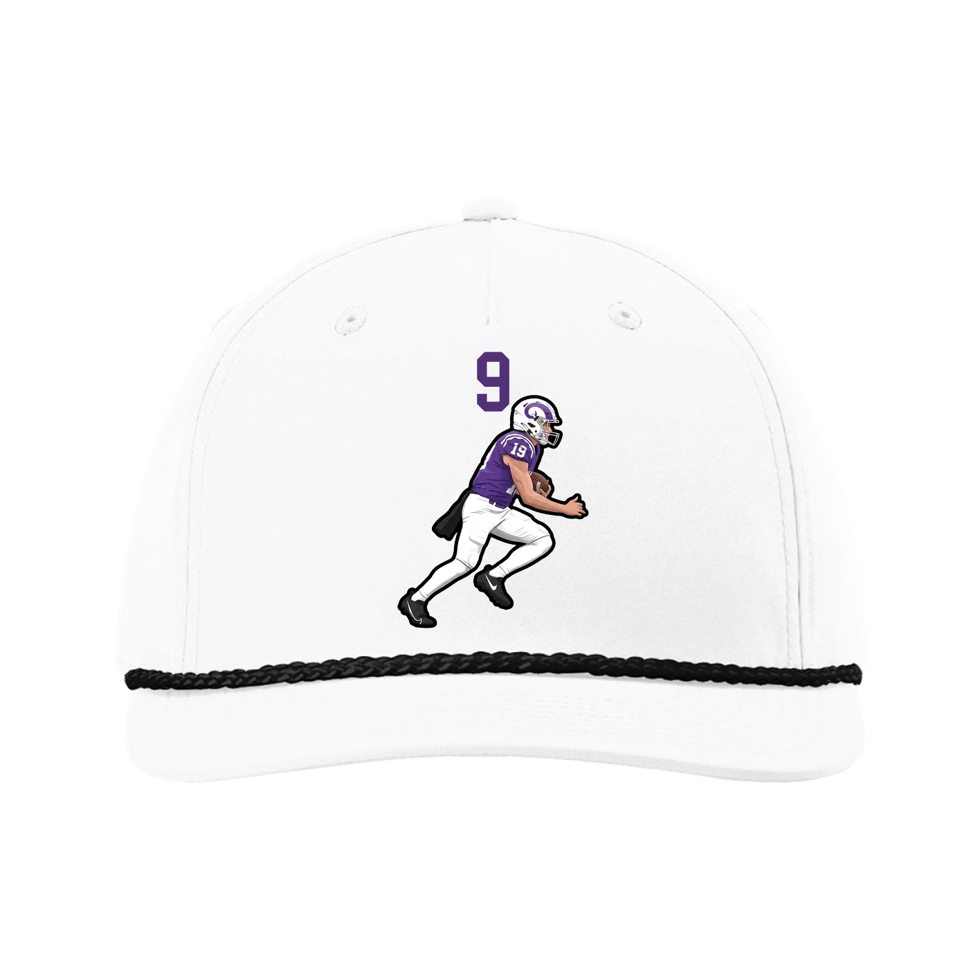 Five-Panel Classic Rope Cap — Number Top in White