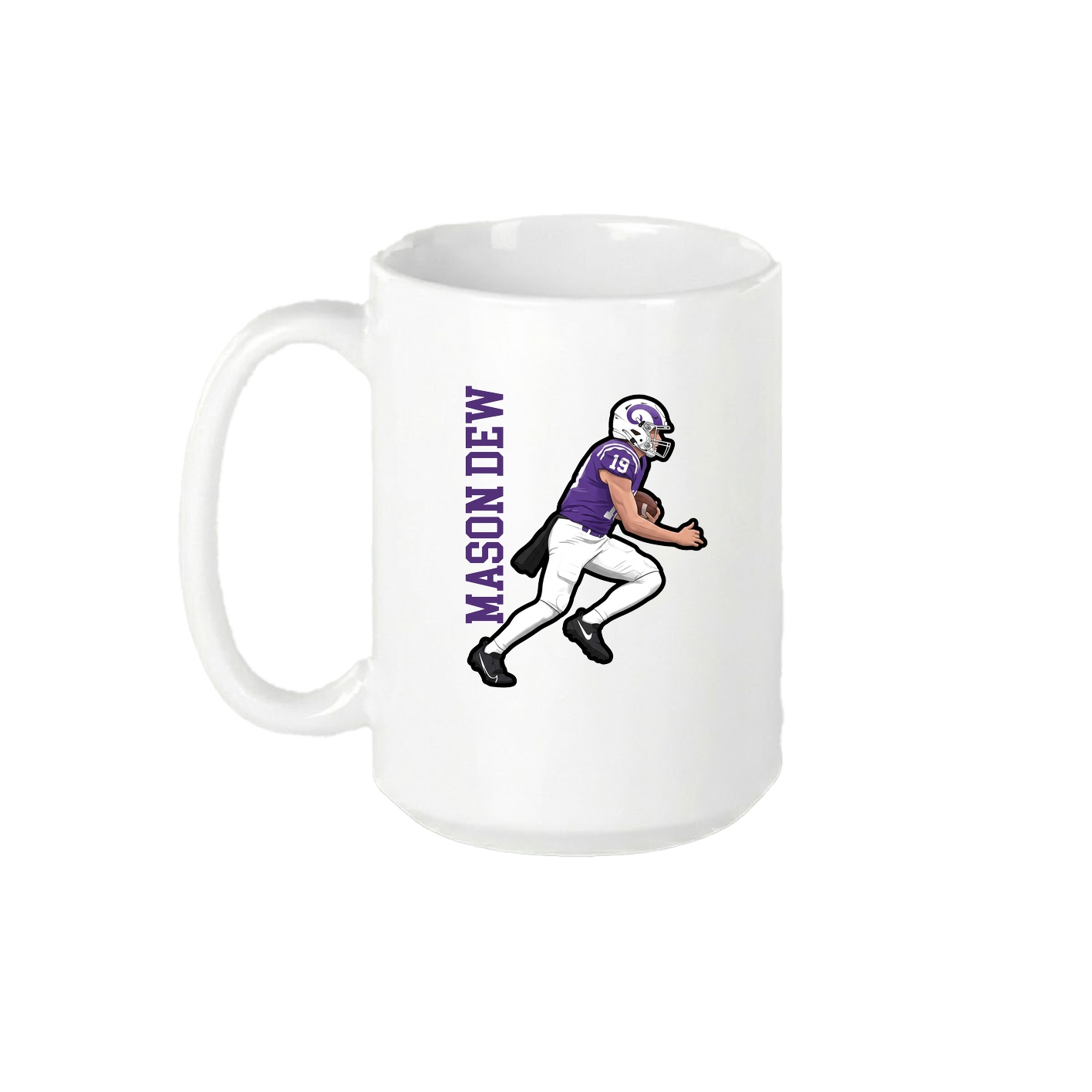 15oz Coffee Mug — Name Vertical in White
