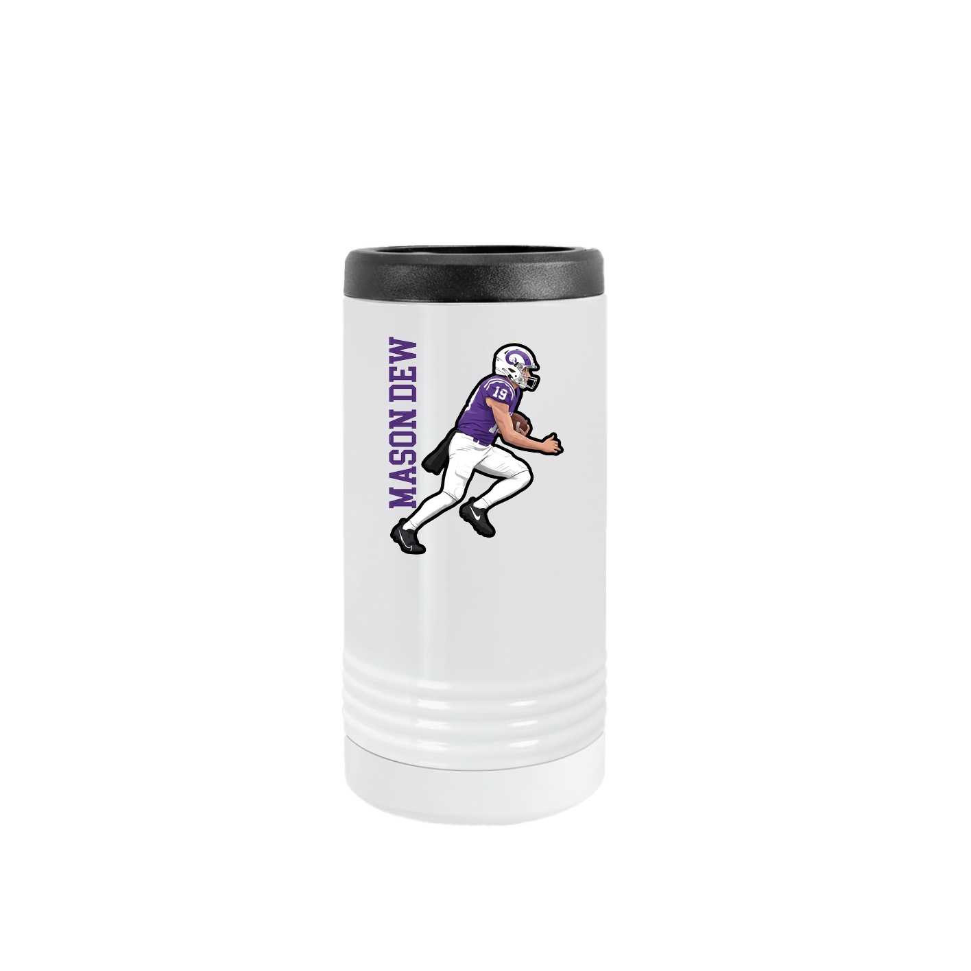 Slim Beverage Holder — Name Vertical in White