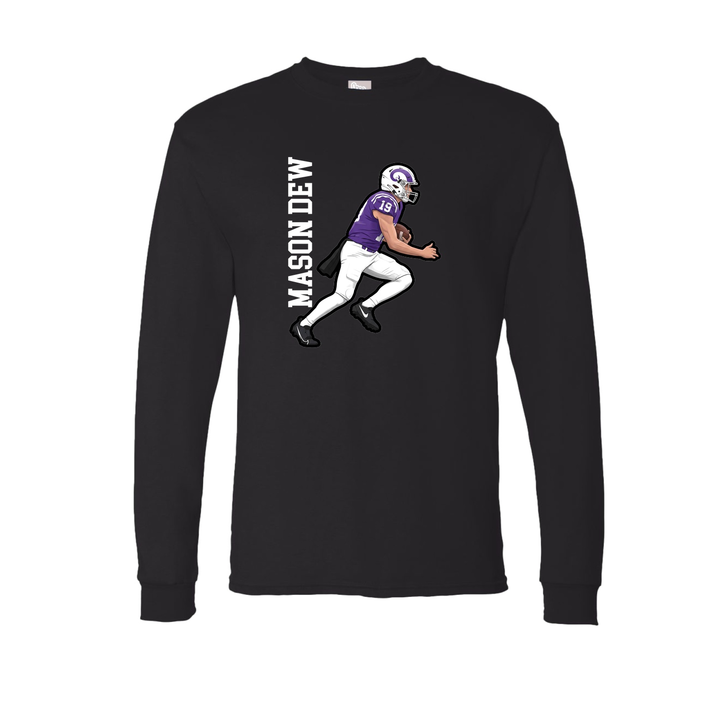 Long Sleeve Tee — Name Vertical in Black