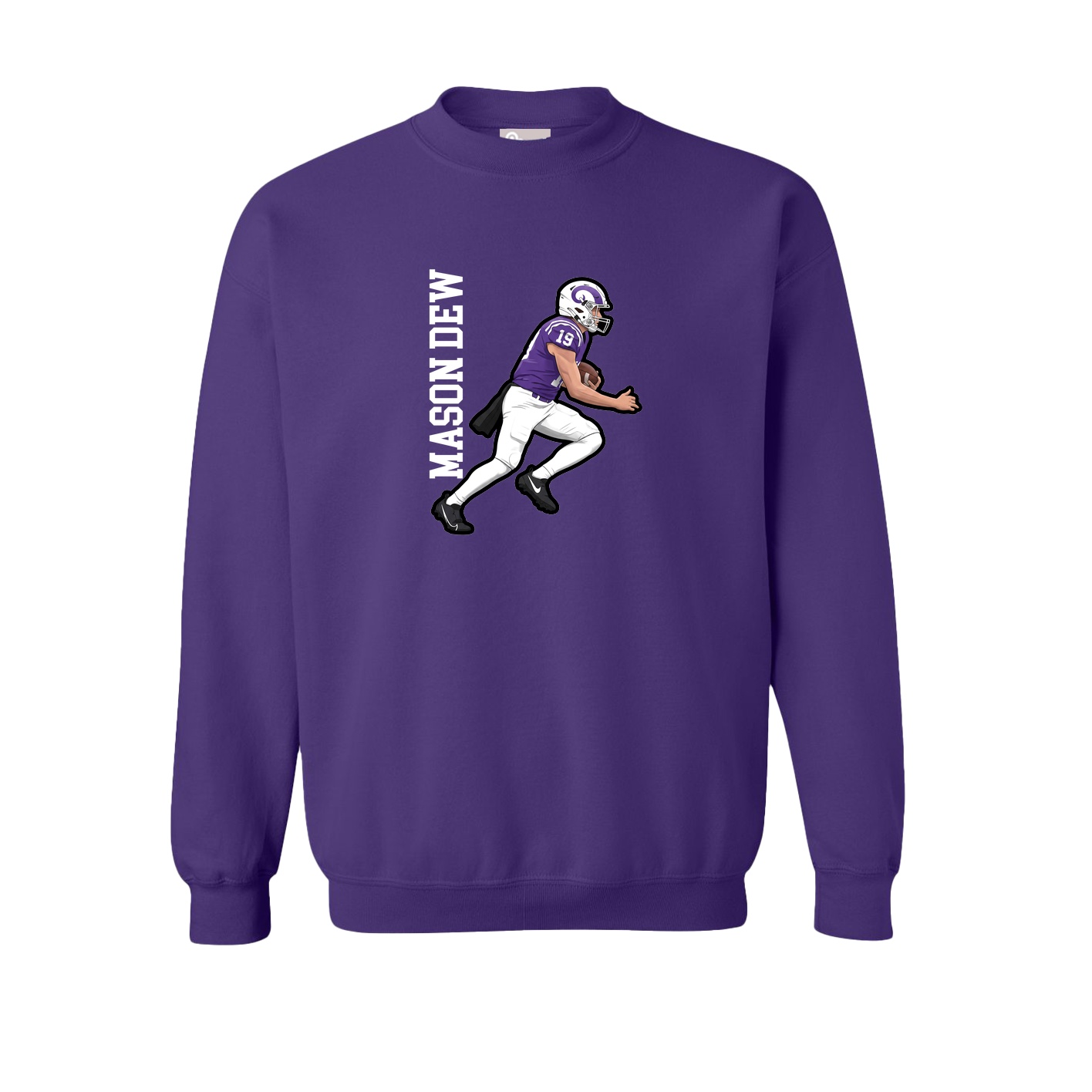 Fleece Crew — Name Vertical in Purple