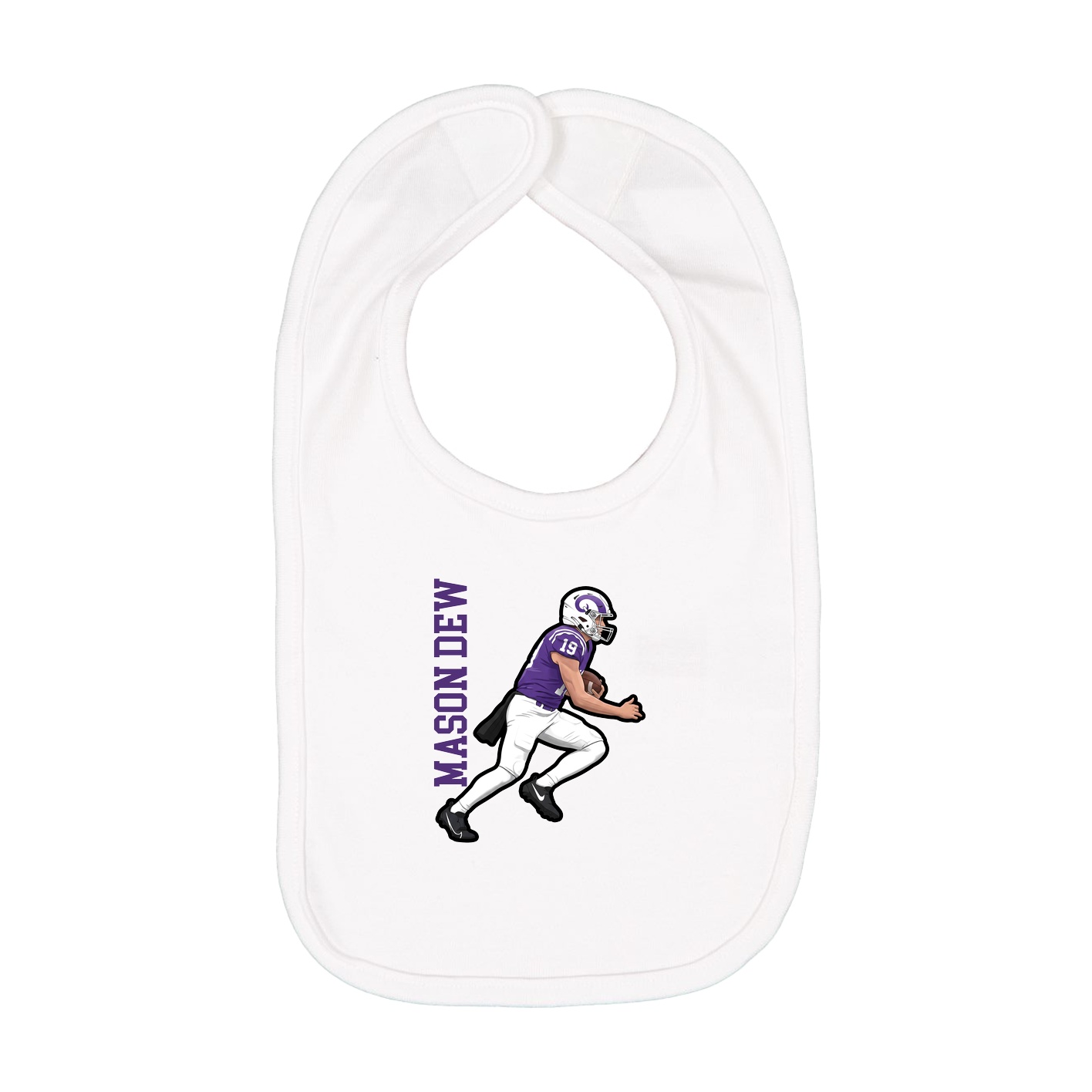 Infant Bib — Name Vertical in White