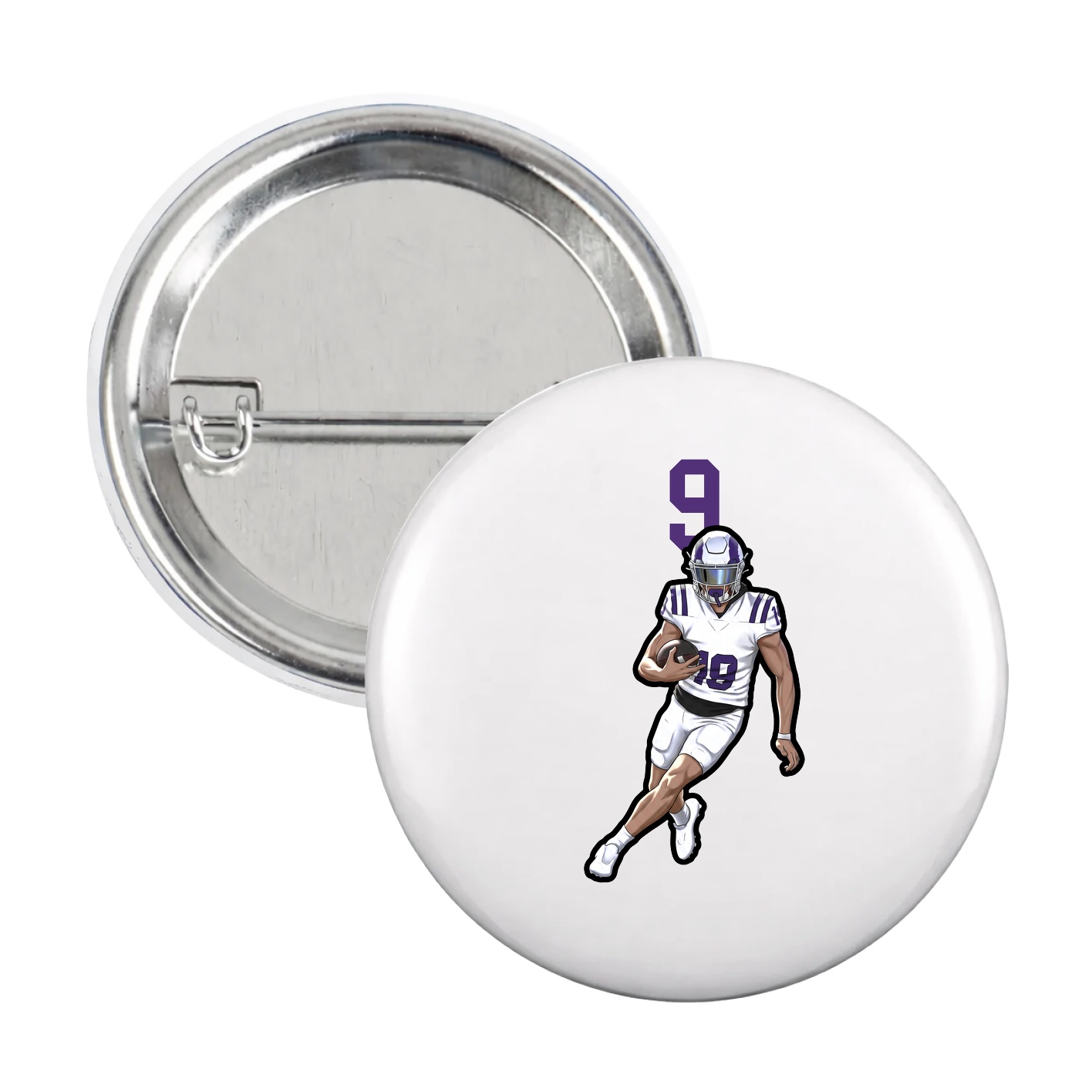 Game Day Button — Number Top in White