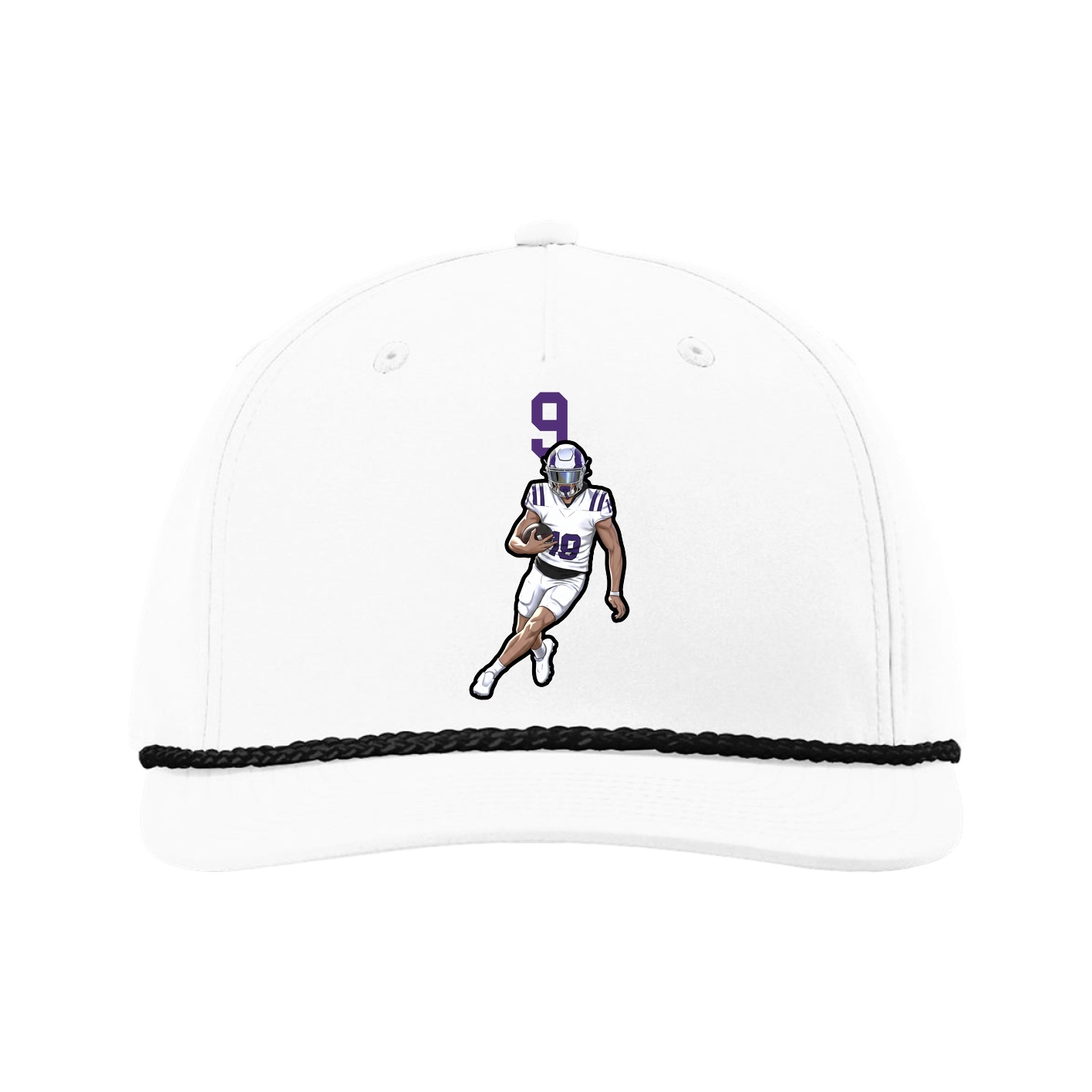 Five-Panel Classic Rope Cap — Number Top in White