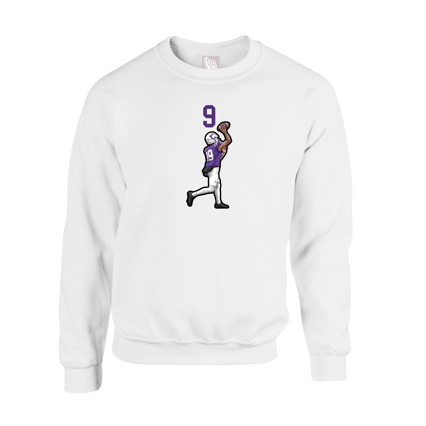 Fleece Crew — Number Top in White