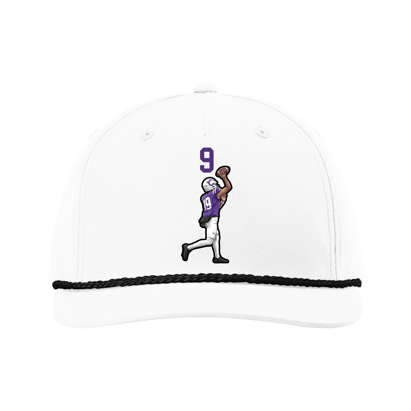 Five-Panel Classic Rope Cap — Number Top in White