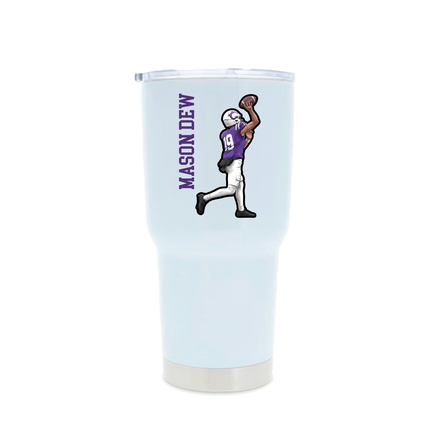 30oz Stainless Steel Tumbler — Name Vertical in White