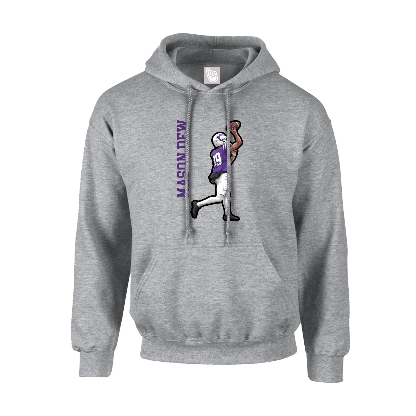 Youth Hoodie — Name Vertical in Grey