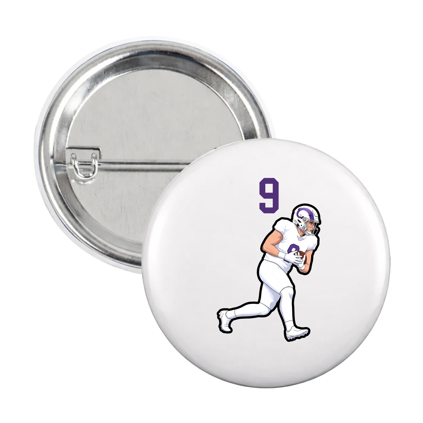 Game Day Button — Number Top in White