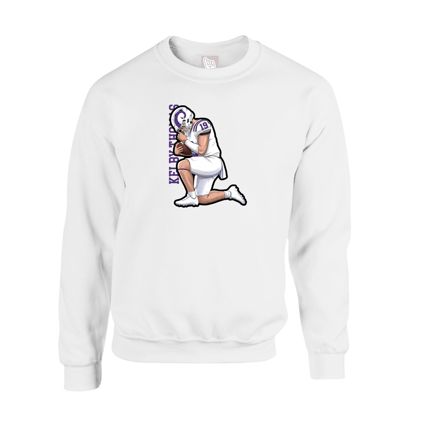 Fleece Crew — Name Vertical in White