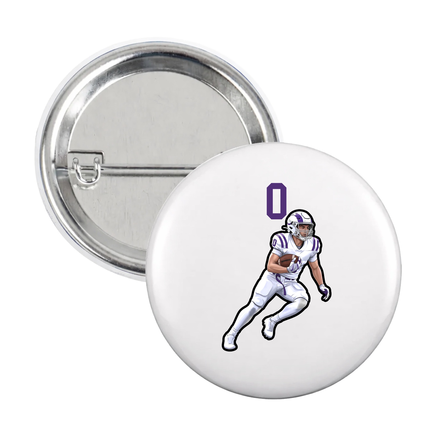 Game Day Button — Number Top in White