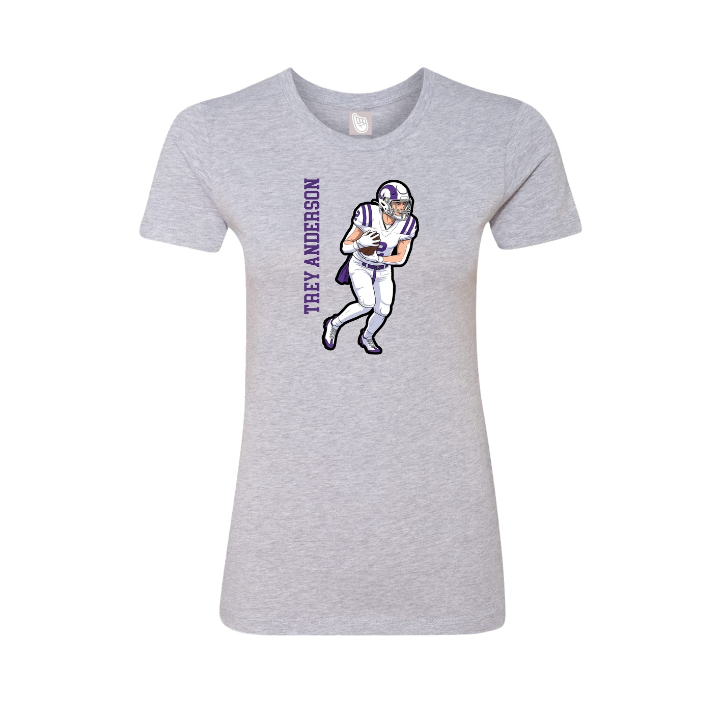 Fitted Women's Tee — Name Vertical in Grey