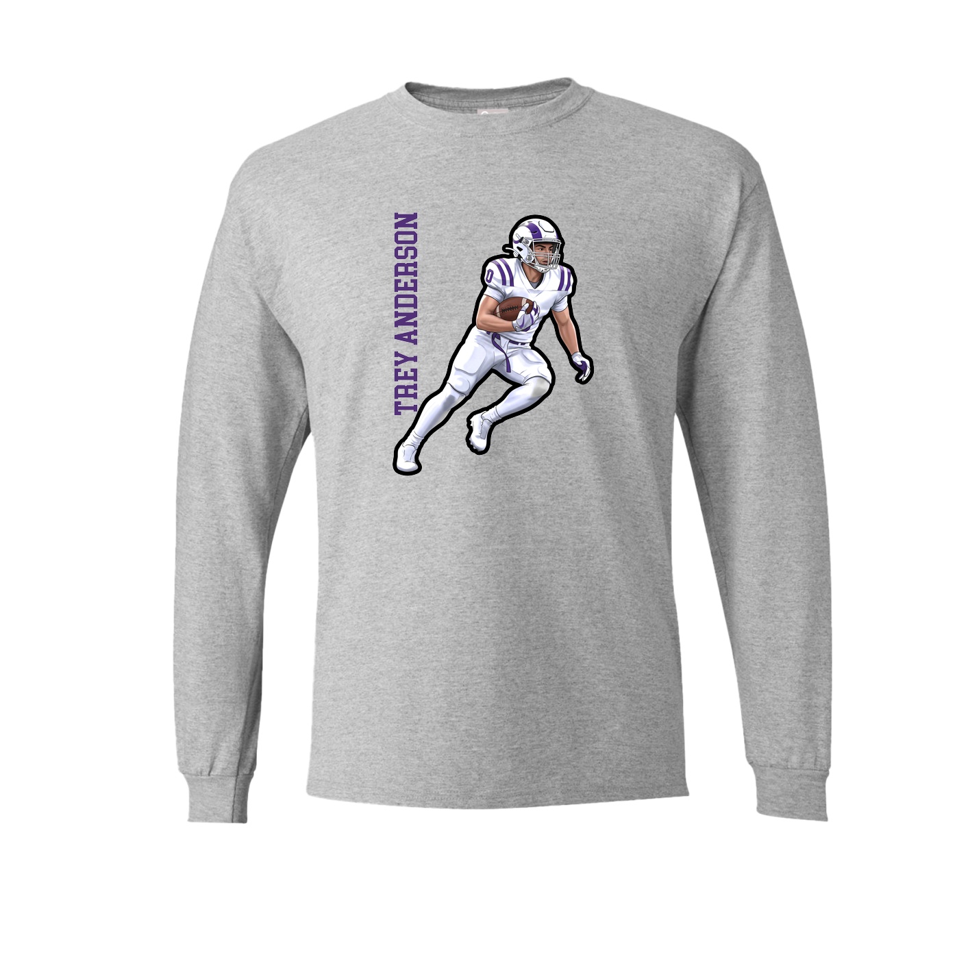Long Sleeve Tee — Name Vertical in Grey
