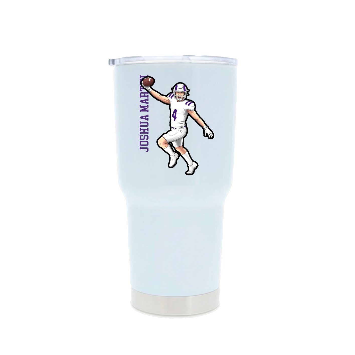 30oz Stainless Steel Tumbler — Name Vertical in White