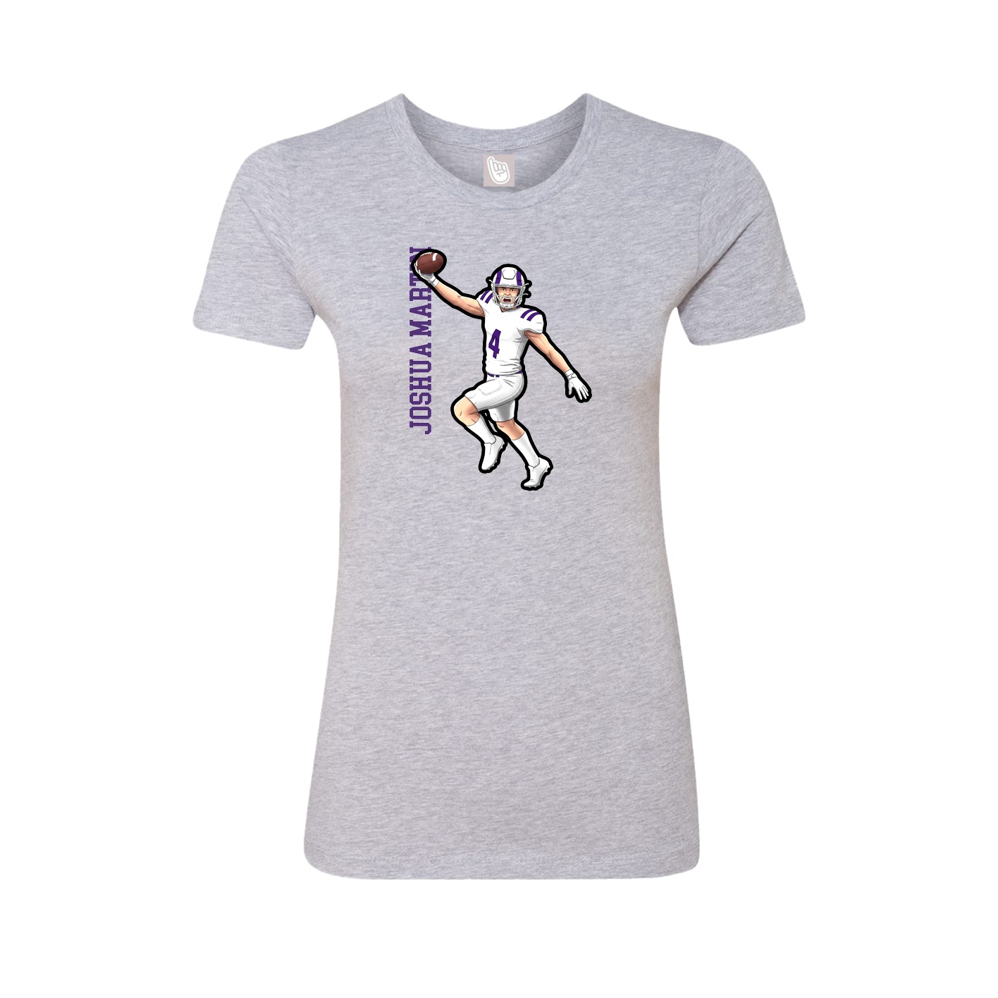 Fitted Women's Tee — Name Vertical in Grey