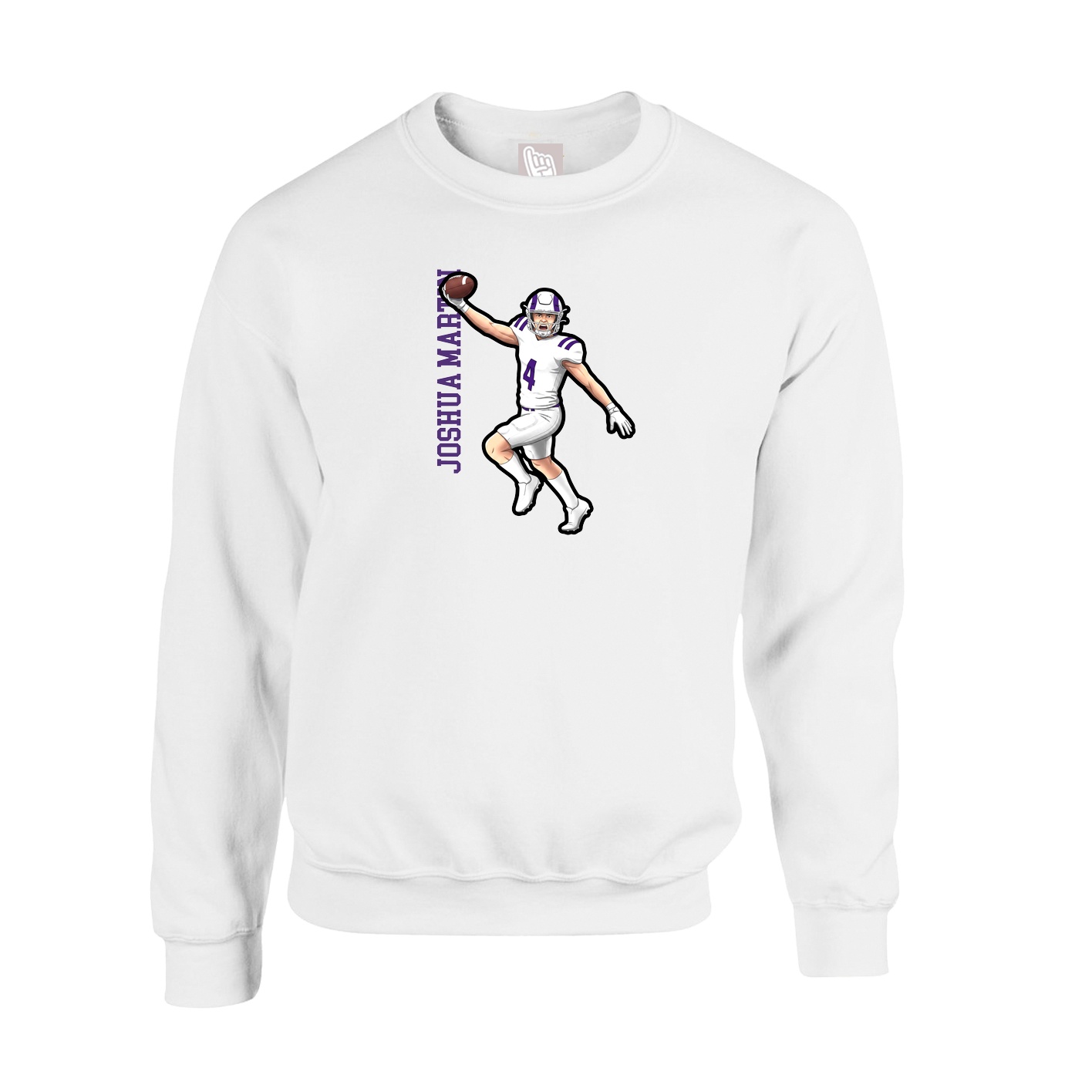 Fleece Crew — Name Vertical in White