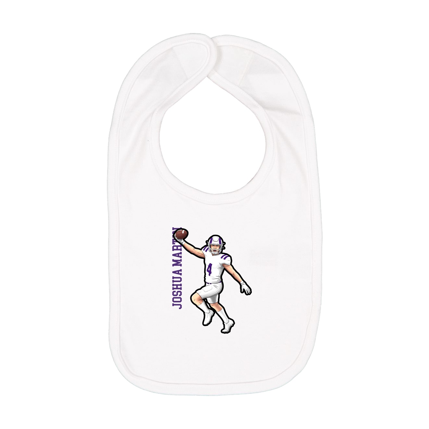 Infant Bib — Name Vertical in White