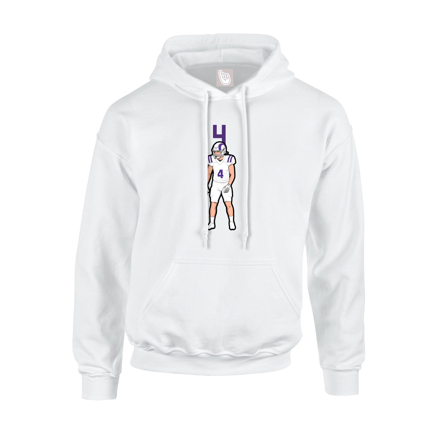 Youth Hoodie — Number Top in White