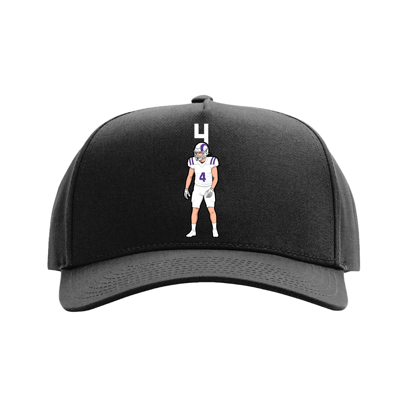 Full Fabric Five-Panel Champ Cap — Number Top in Black
