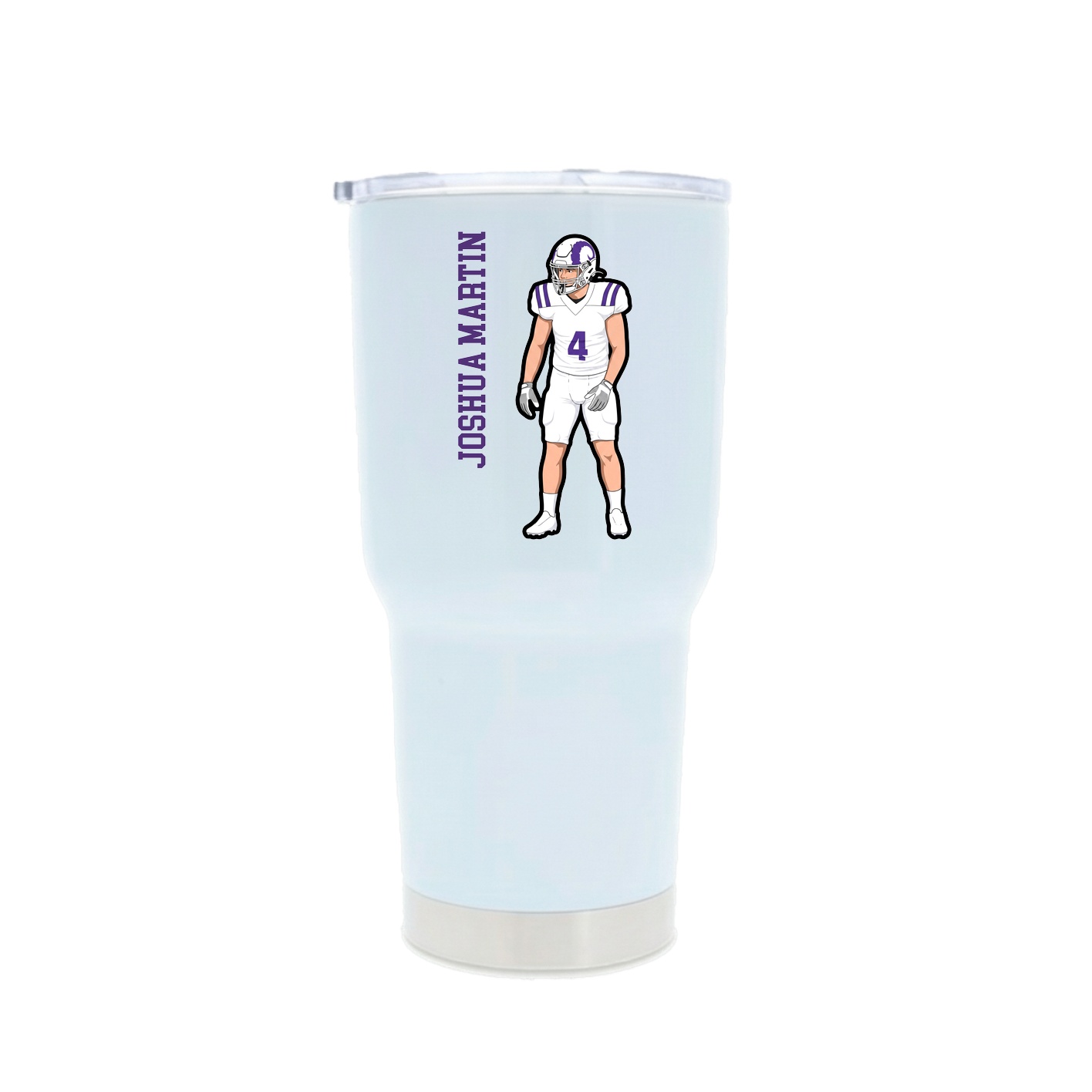 30oz Stainless Steel Tumbler — Name Vertical in White