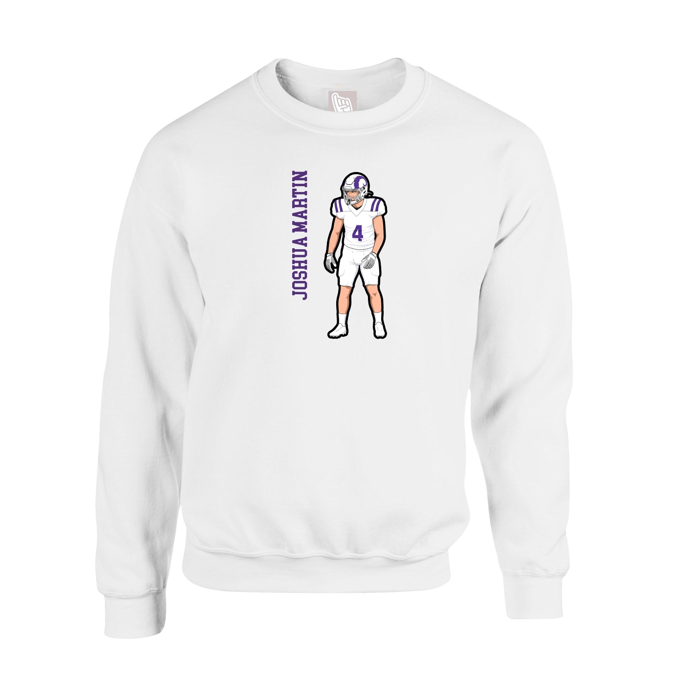 Fleece Crew — Name Vertical in White