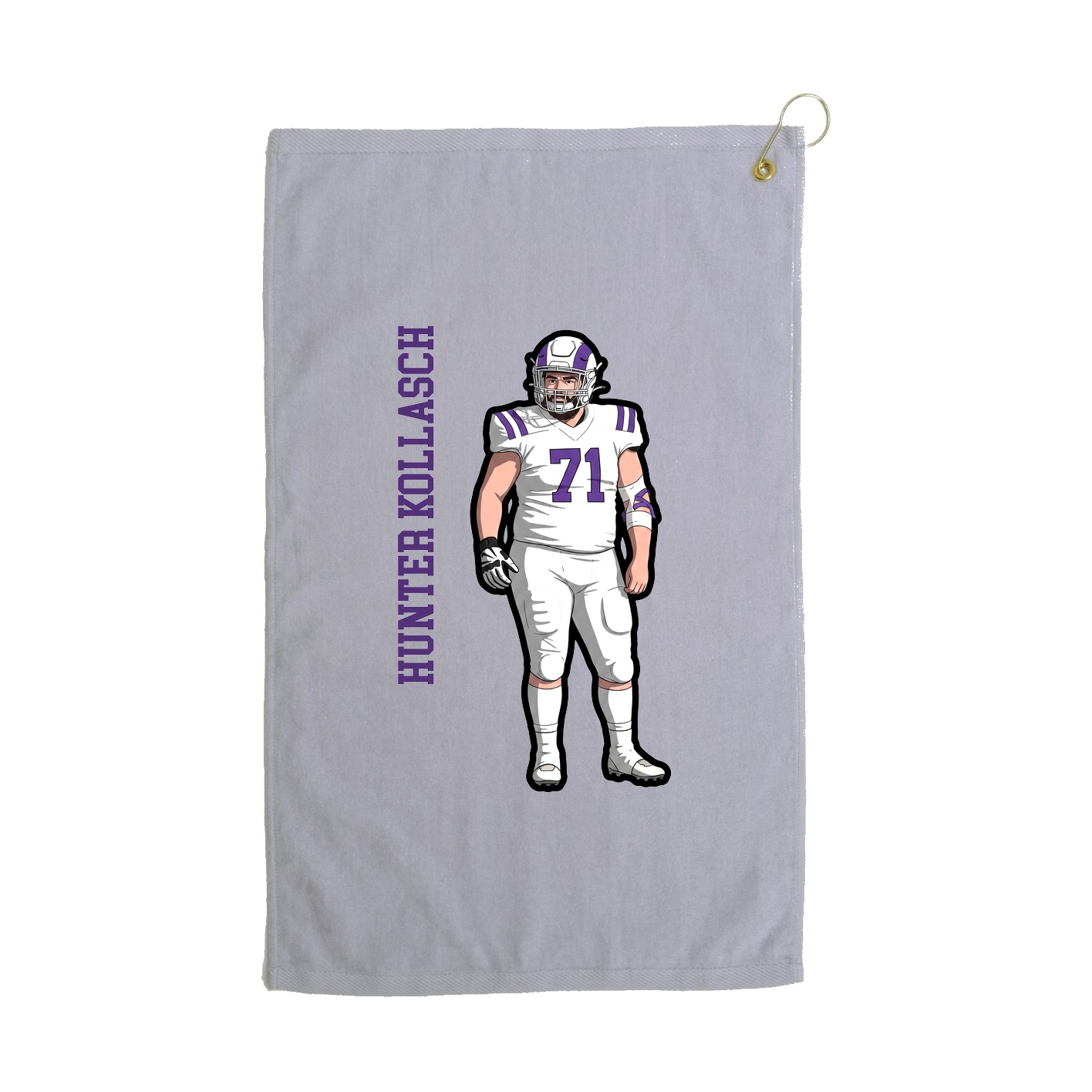 Golf Towel — Name Vertical in Grey
