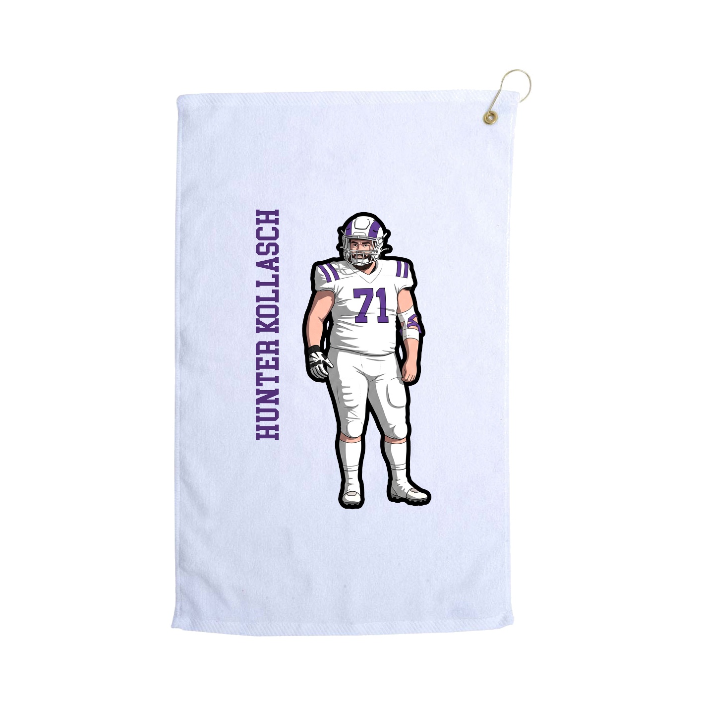 Golf Towel — Name Vertical in White