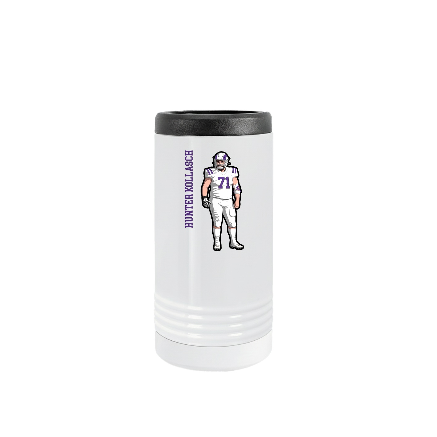 Slim Beverage Holder — Name Vertical in White