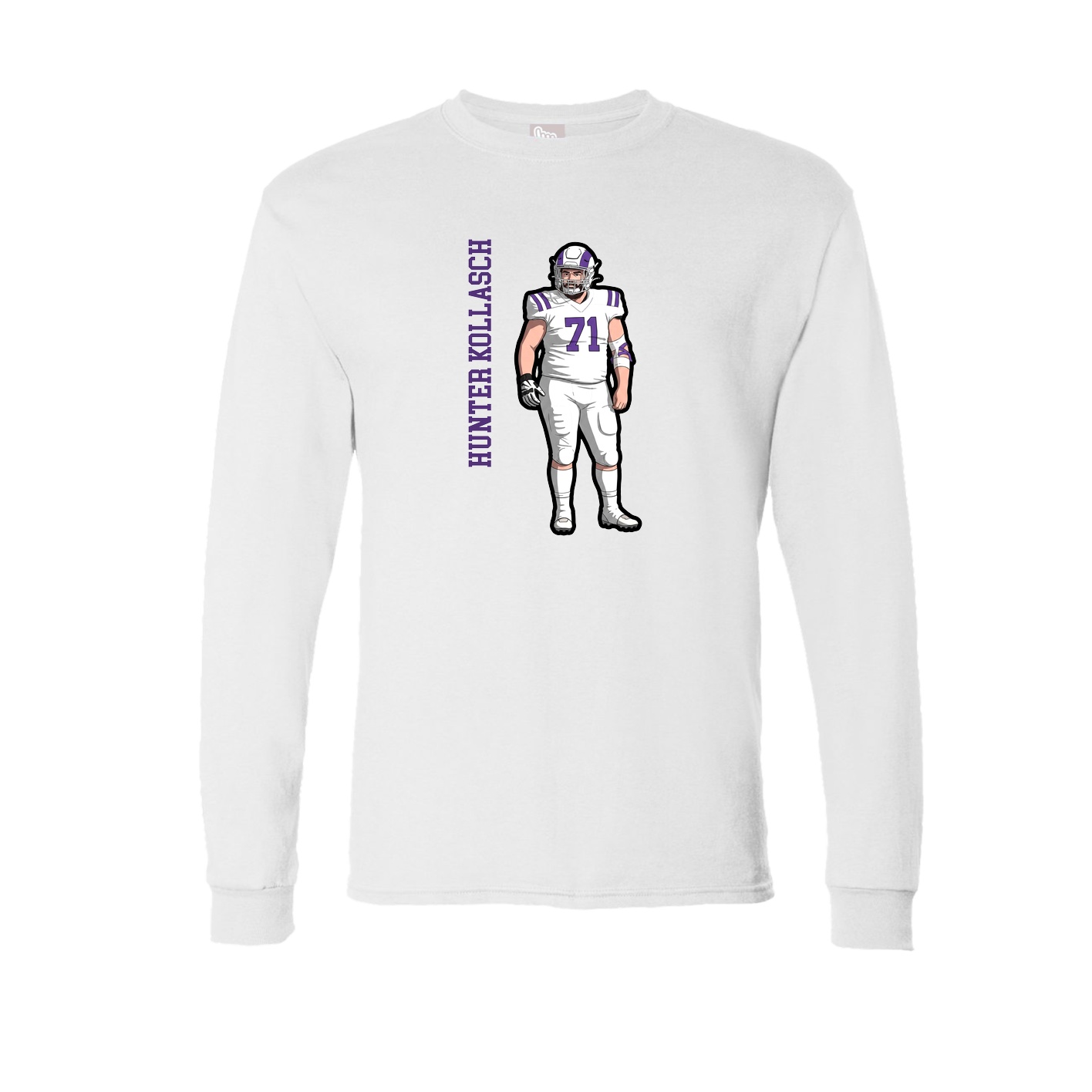 Long Sleeve Tee — Name Vertical in White