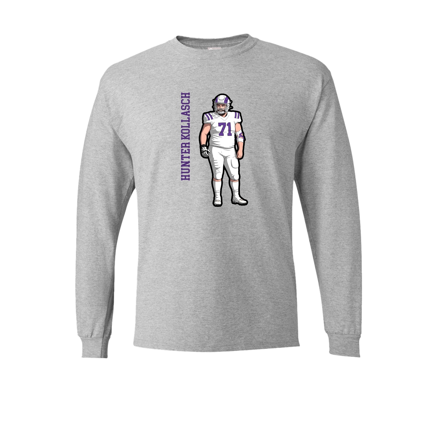 Long Sleeve Tee — Name Vertical in Grey