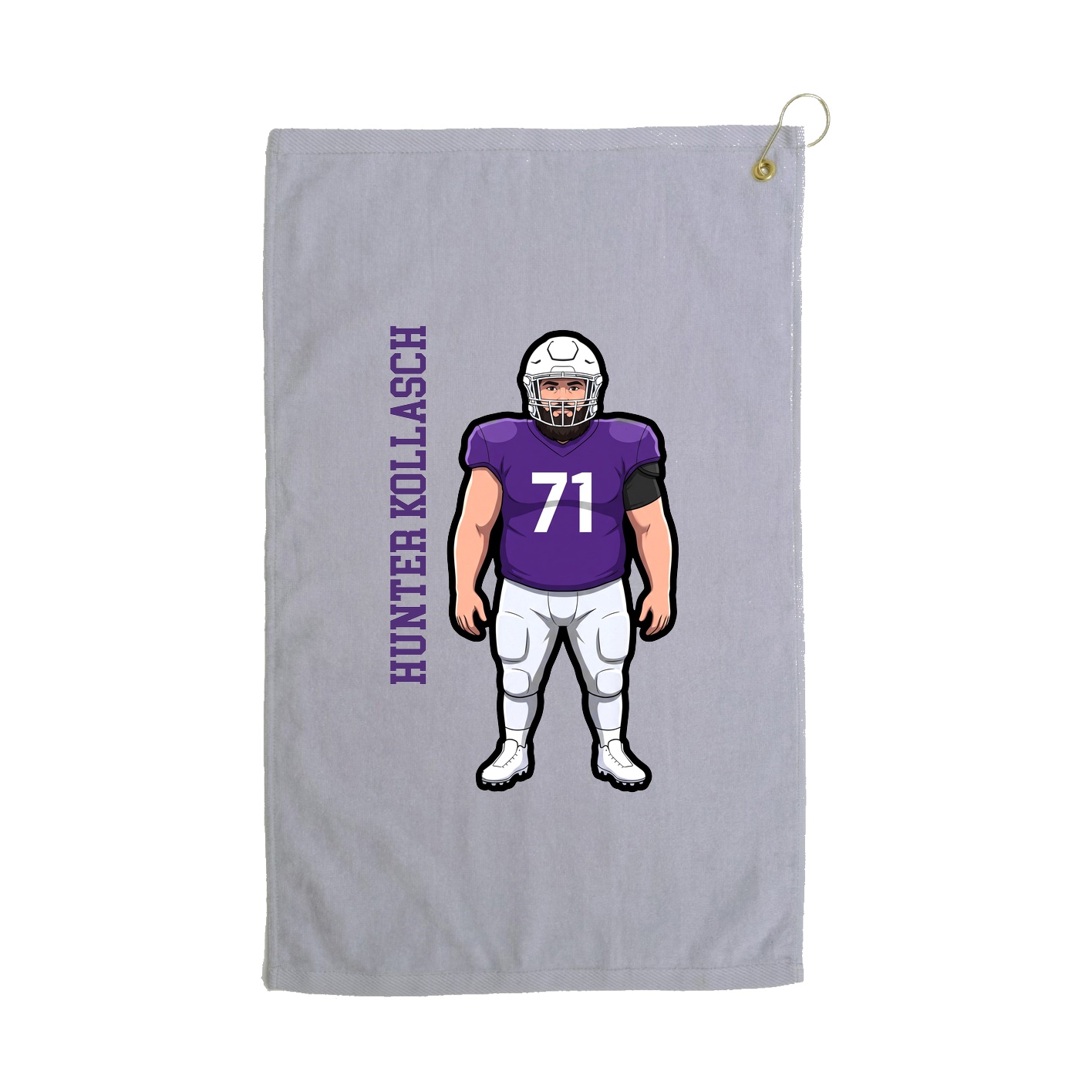 Golf Towel — Name Vertical in Grey