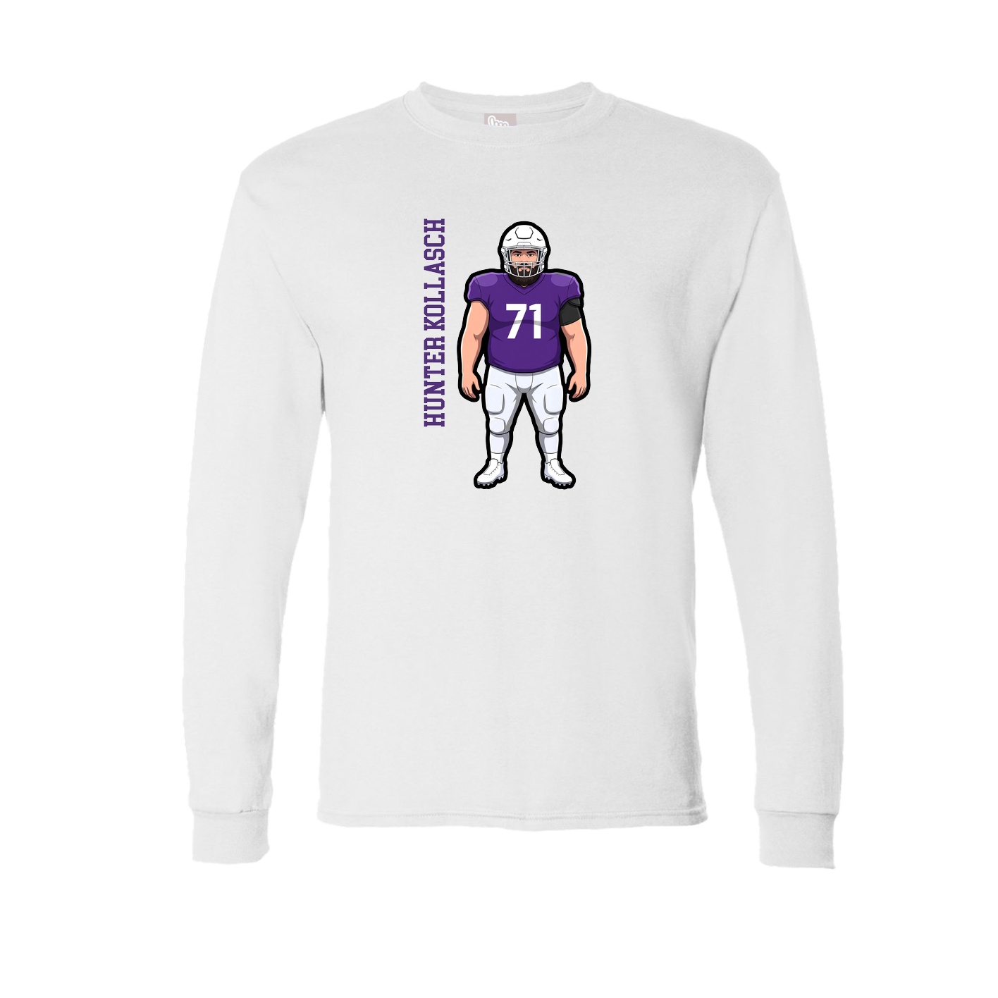 Long Sleeve Tee — Name Vertical in White