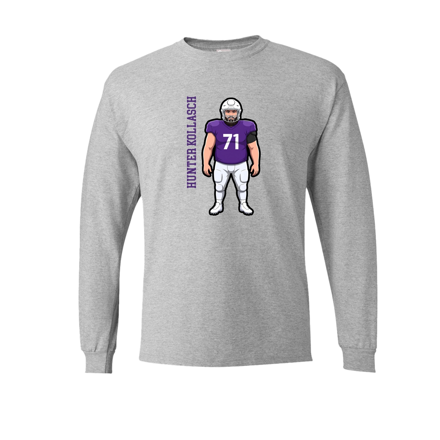 Long Sleeve Tee — Name Vertical in Grey