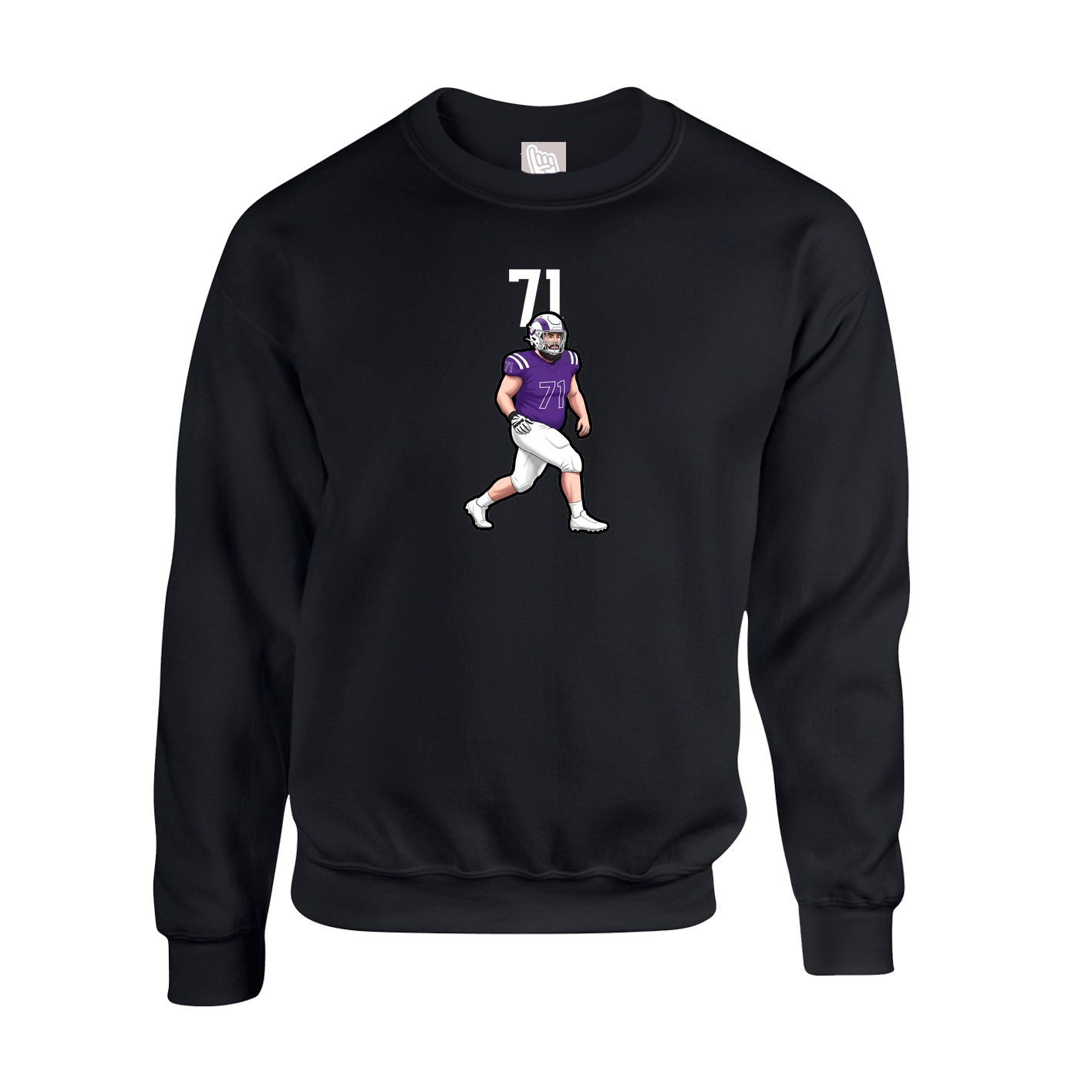 Fleece Crew — Number Top in Black
