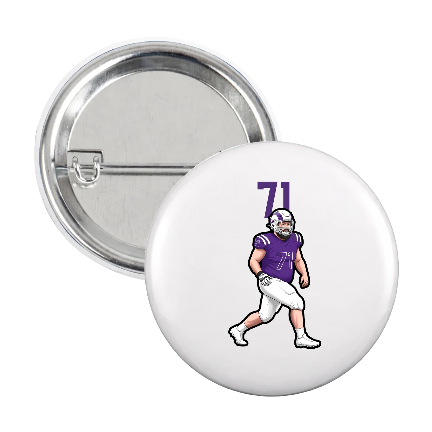 Game Day Button — Number Top in White