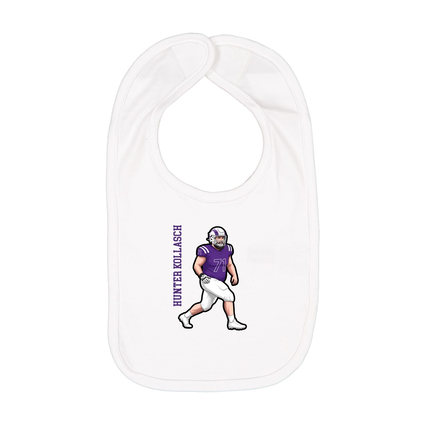Infant Bib — Name Vertical in White