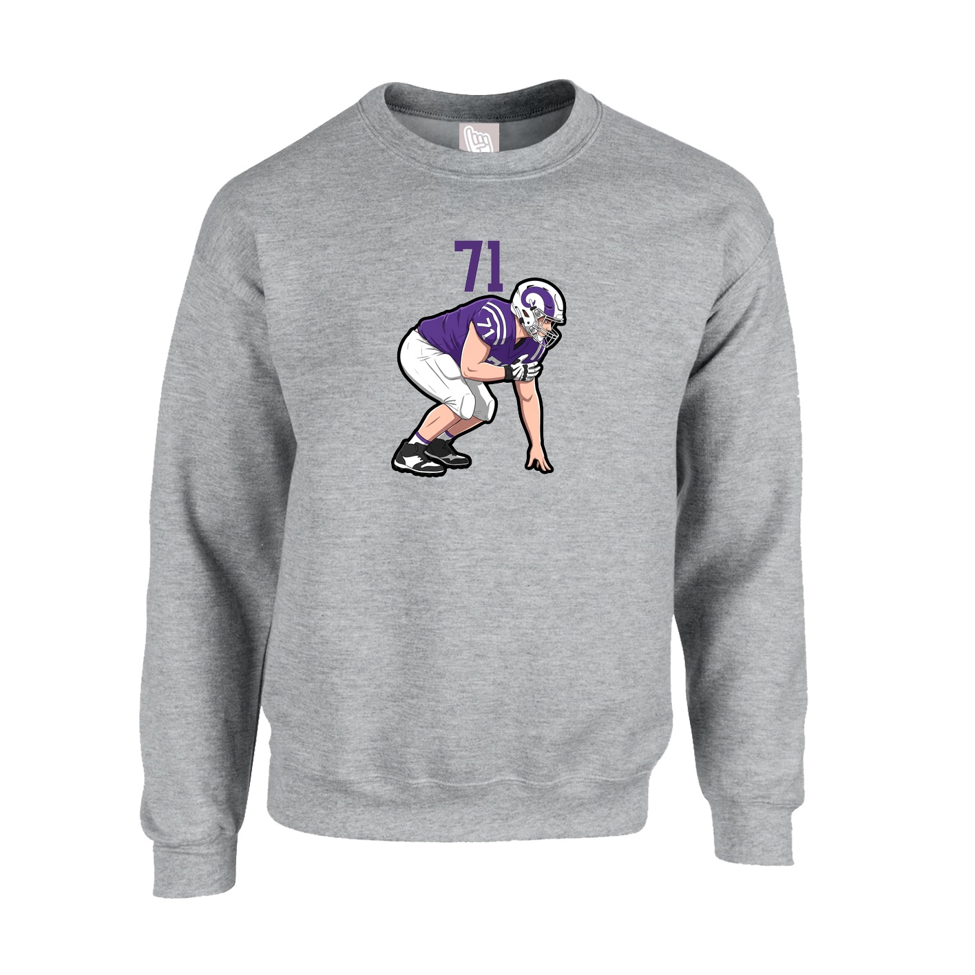 Fleece Crew — Number Top in Grey