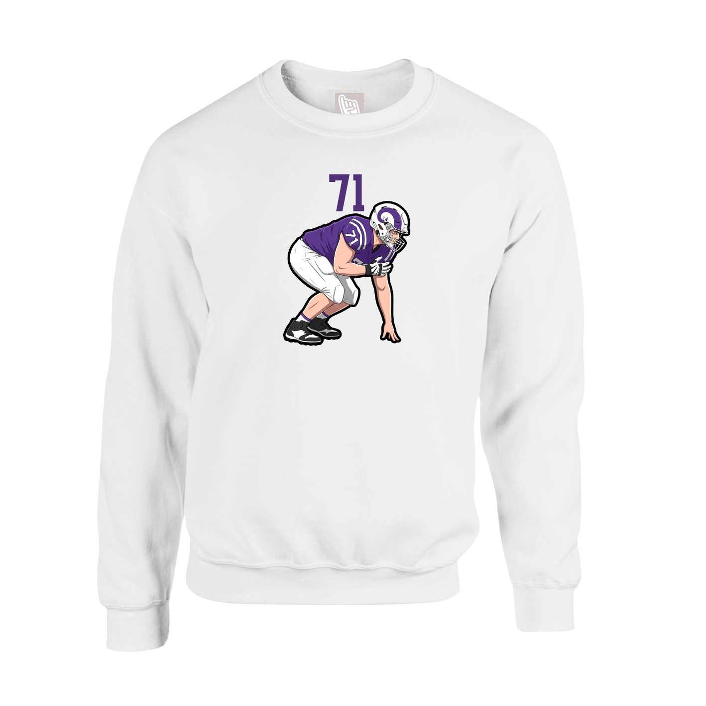 Fleece Crew — Number Top in White