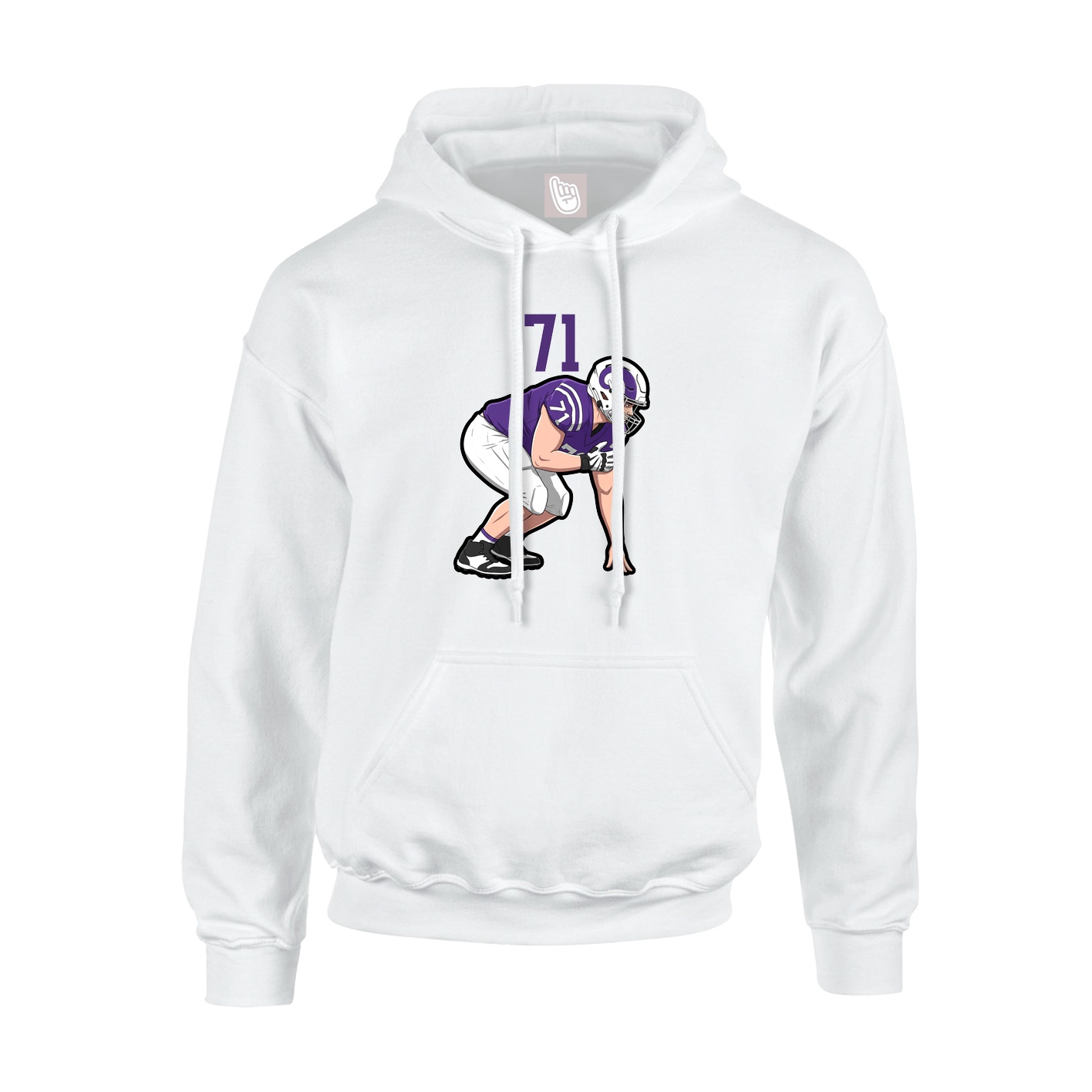 Youth Hoodie — Number Top in White