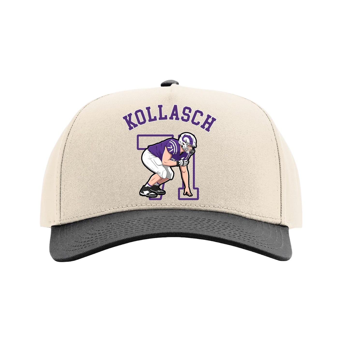 Full Fabric Five-Panel Champ Cap — Shirsey Arch in Cream/Black