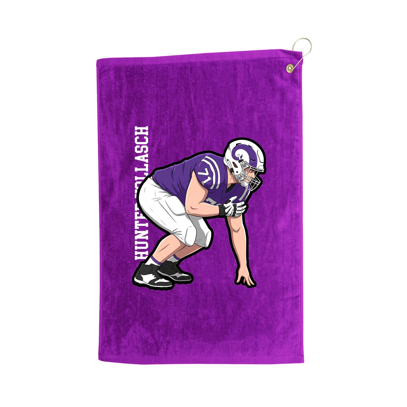 Golf Towel — Name Vertical in Purple