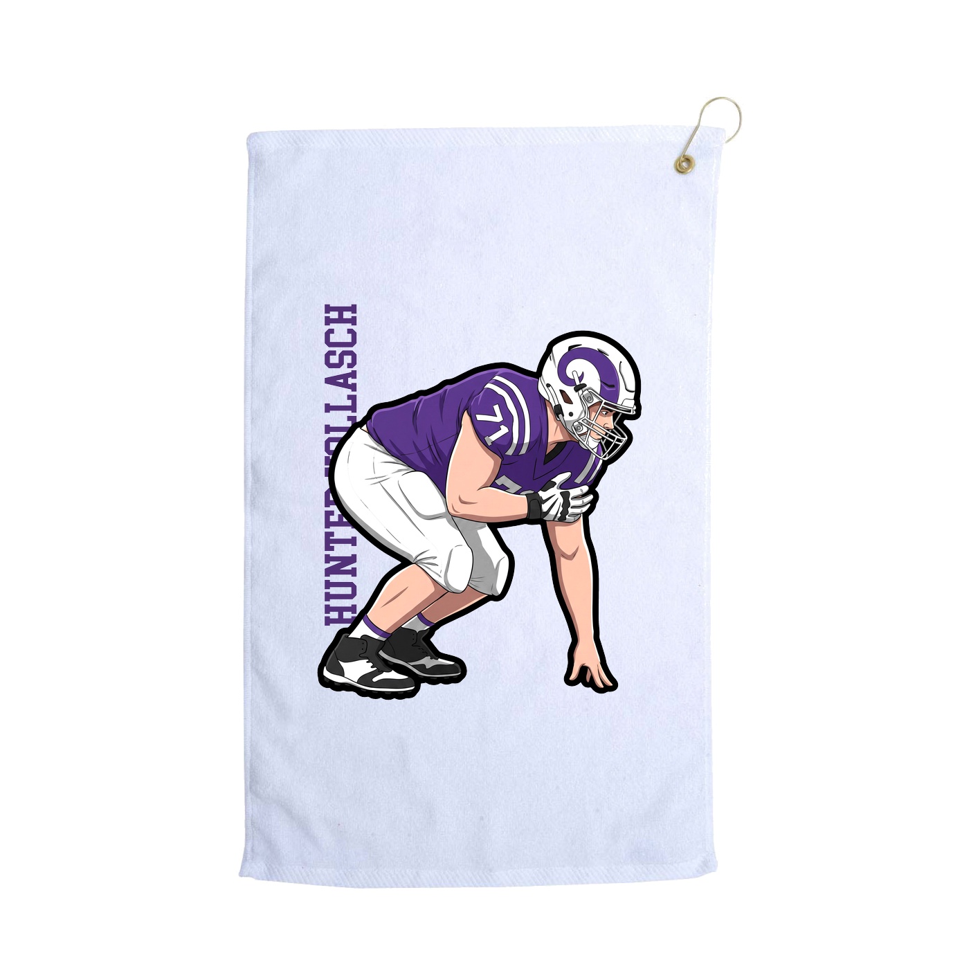 Golf Towel — Name Vertical in White