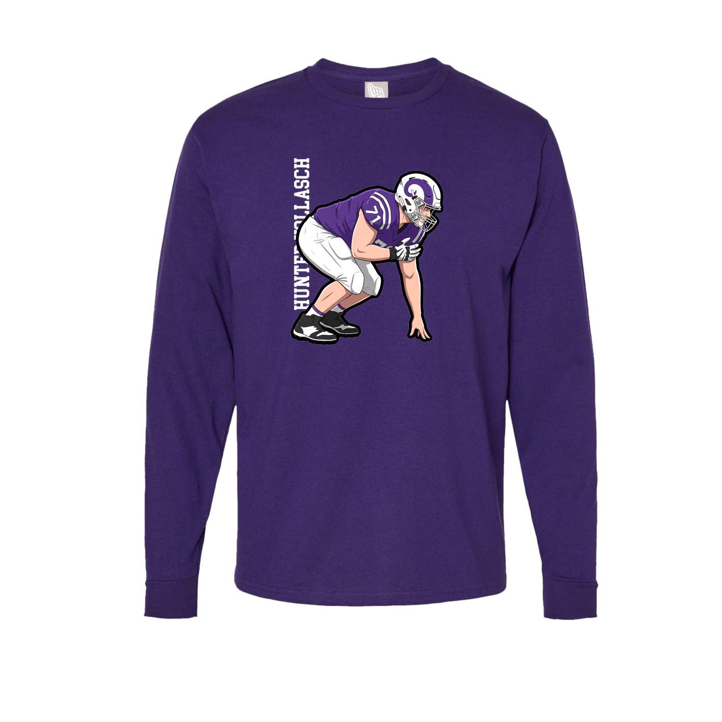 Long Sleeve Tee — Name Vertical in Purple
