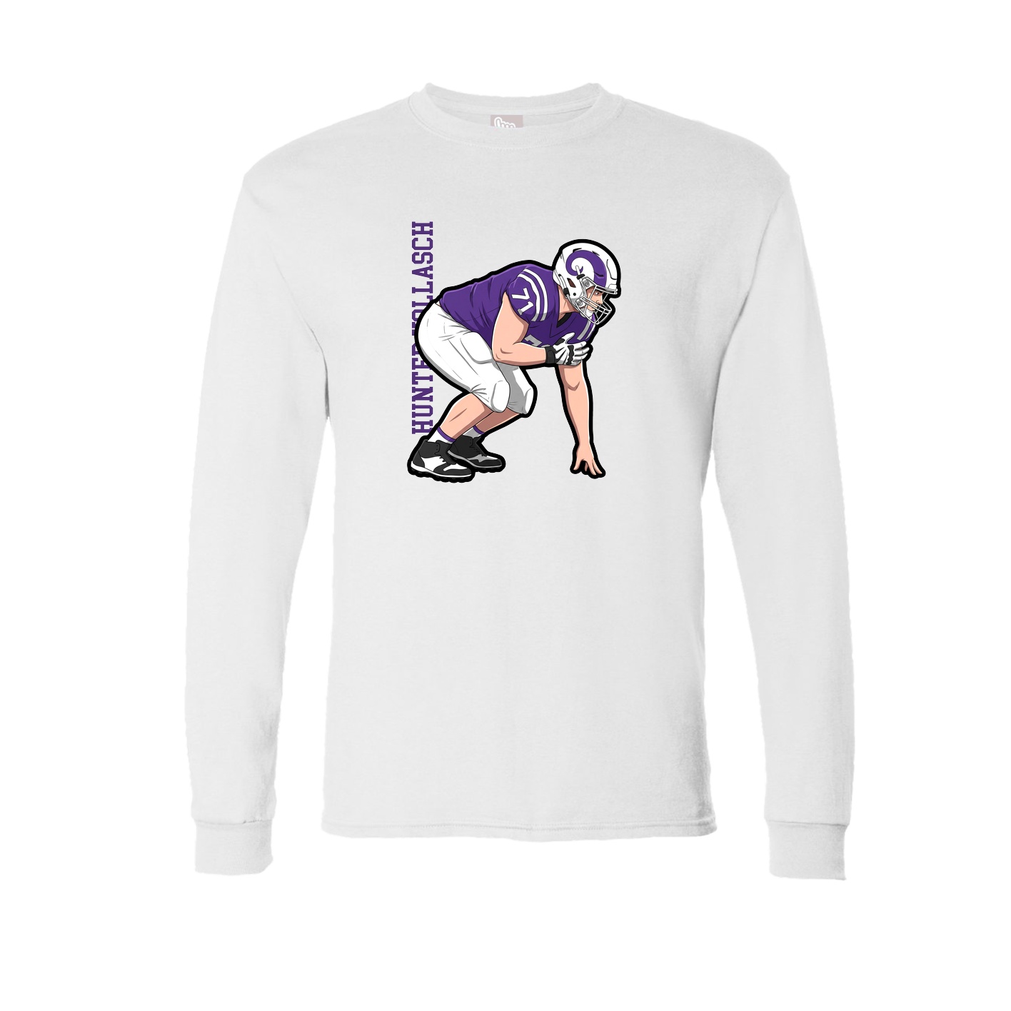 Long Sleeve Tee — Name Vertical in White