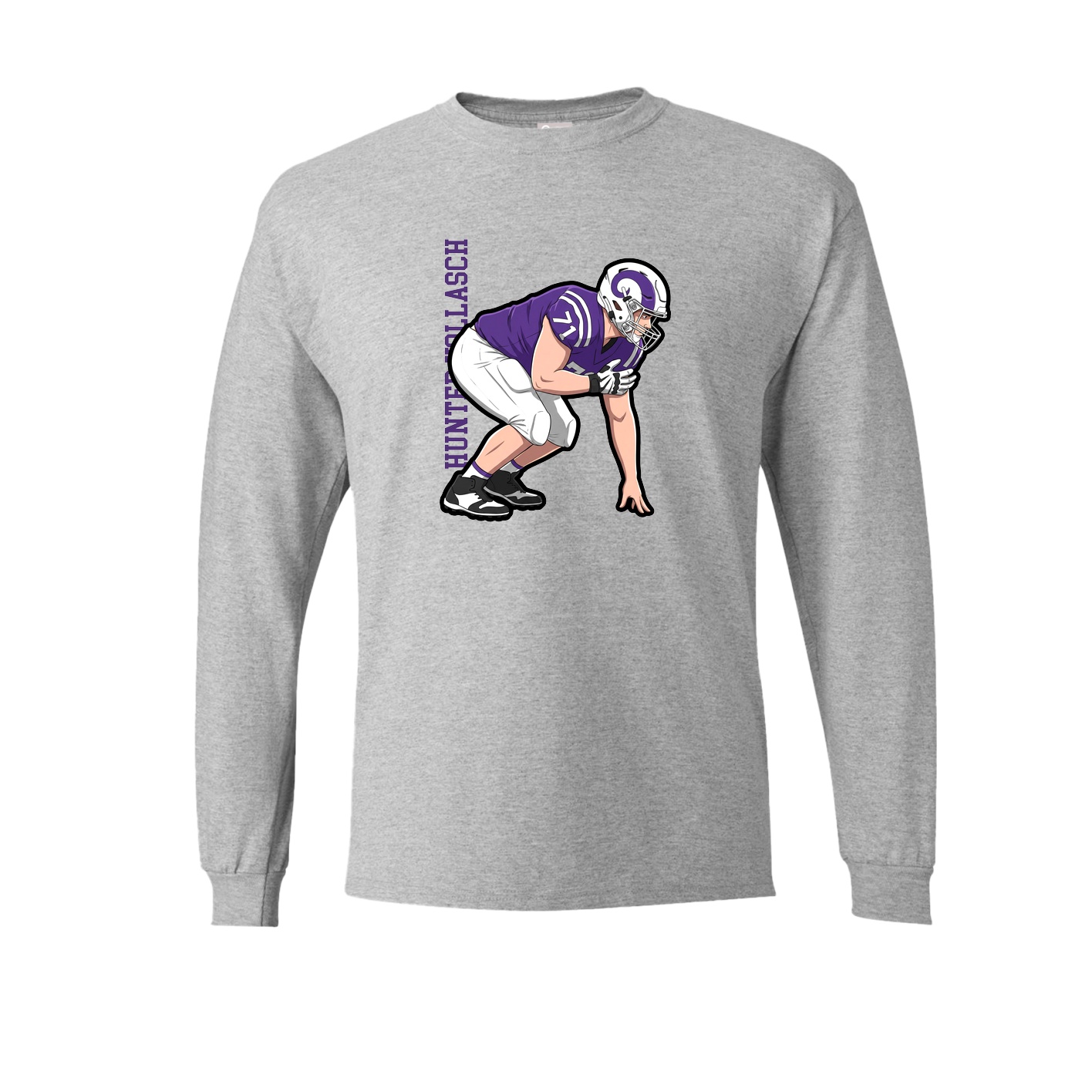 Long Sleeve Tee — Name Vertical in Grey